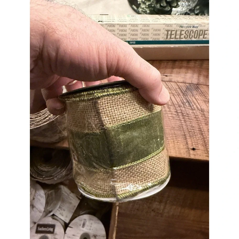 Dillard's Southern living Burlap Ribbon 4 In X 5 Yards Green Christmas Farm